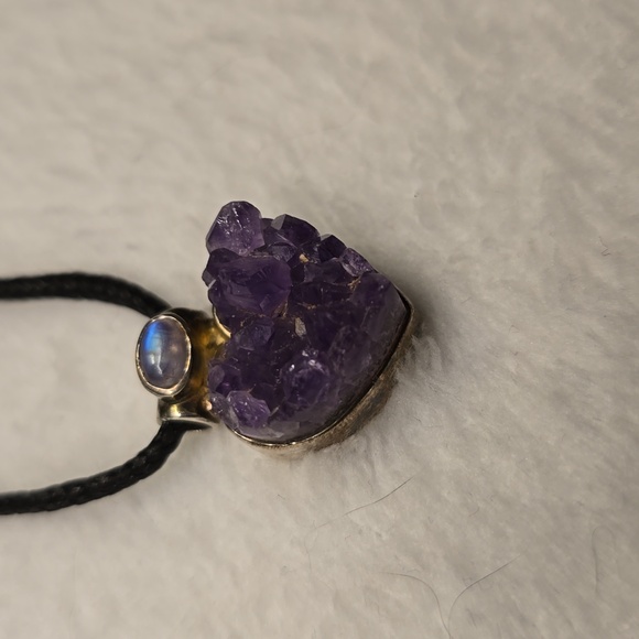 Rough Amethyst and Moonstone Pendant - Picture 3 of 5
